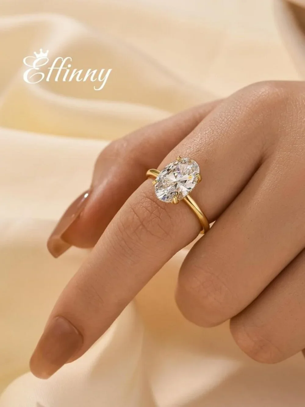 Stunning 3.5 Carat Elongated Oval Cut Engagement Ring in 925 Sterling Silver